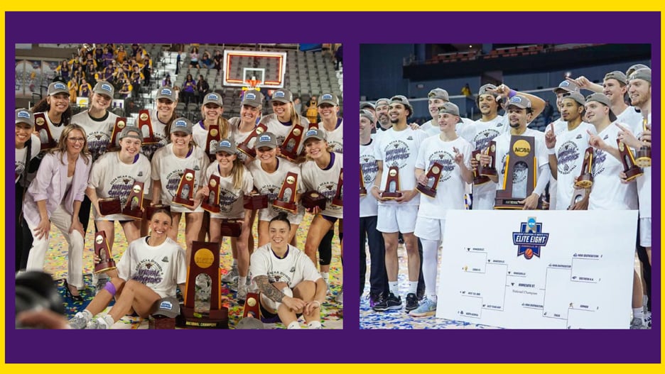 a collage of a group of people holding trophies