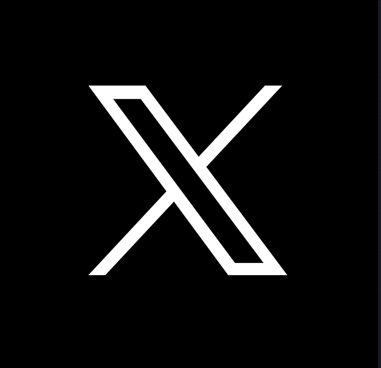 a white x on a black background