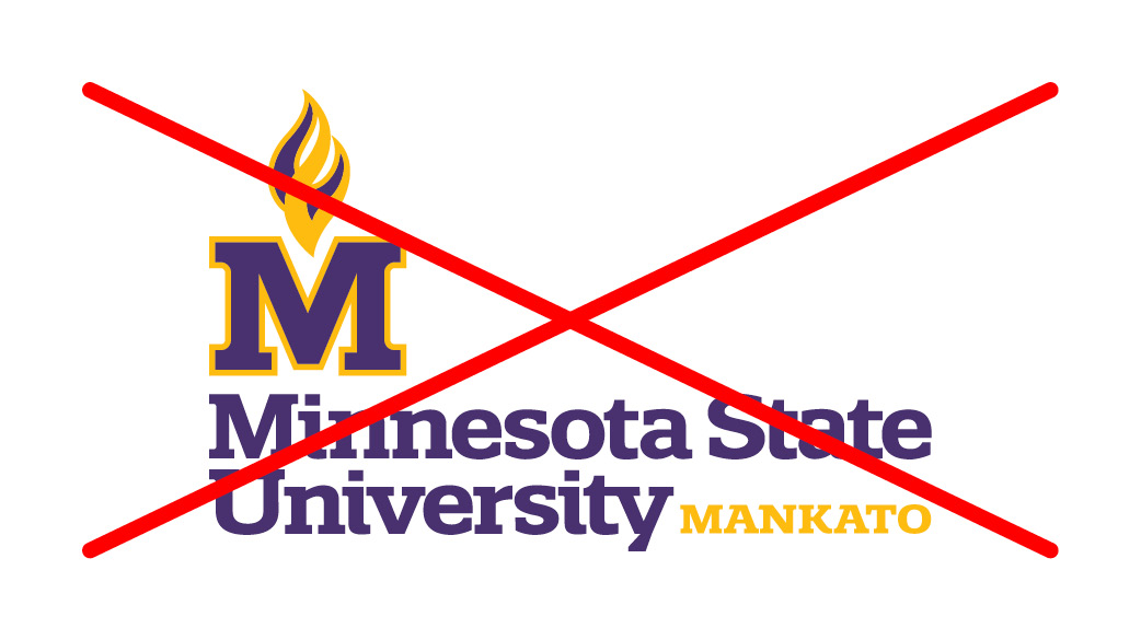 inaccurate logo example of logo rearrangement with M on top of Minnesota State and to the left